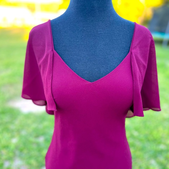 Long Burgundy Gown with Beautiful Crystal Butterfly Embellishment on back - Picture 4 of 8